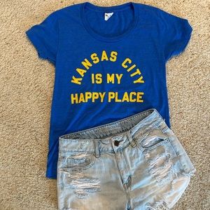 Charlie Hustle Kansas City Is My Happy Place Blue Tshirt